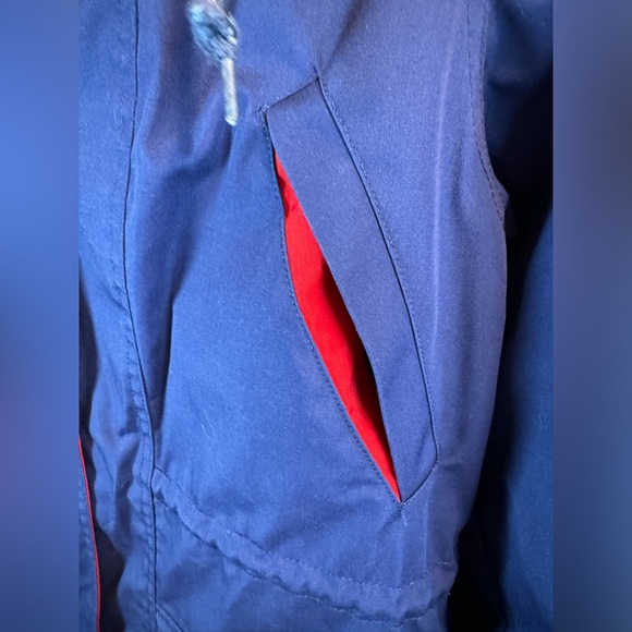 R.O.C Made In Taiwan Windbreaker Coat Rain Jacket Blue Pockets Size 8 Adjustable - Picture 4 of 16